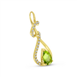 14K Yellow Gold Peridot And Diamond Free Form Pendant