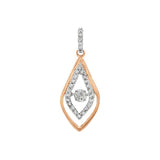JT ESTATE 14K Rose And White Gold Natural Dancing Diamond Drop Pendant