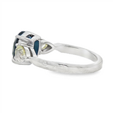 Platinum Cushion Sapphire Three Stone Ring