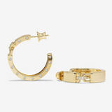 18K Yellow Gold Overlay 1-Inch 'Ashley' Cubic Zirconia Lock Hoop Earrings