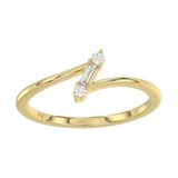 10K Yellow And White Gold Bypass Natural Diamonds Ring