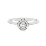 April Birthstone Ring: Sterling Silver White Topaz Halo Ring