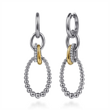 Sterling Silver And 14K Yellow Gold White Sapphire Interlinked Bujukan Dangle Earrings