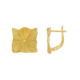 JT ESTATE 14K Yellow Gold Wavy Textured Square Drop Earrings