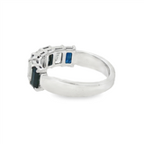 14K White Gold Emerald Cut Sapphires Five Stone Ring