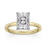 14K Yellow And White Gold 4.08Ct Radiant Lab Grown Diamonds Hidden Halo Engagement Ring