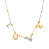 14K Yellow Gold Natural Diamonds 'L O V E' Necklace