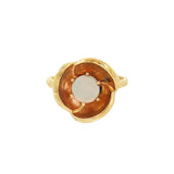 JT ESTATE 14K Yellow Gold Round Cabochon Opal Flower Ring