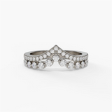 14K White Gold Curved Natural Diamonds Band