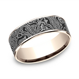 14K Rose Gold And Gray Tantalum ‘The Torsion’ 7.5mm Comfort Fit Wedding Band