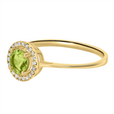 August Birthstone Rings: 14K Yellow Gold Diamond And Peridot Halo Ring