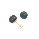 JT ESTATE 14K Yellow Gold Dyed Black Button Pearl Stud Earrings