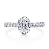 14K White And Rose Gold Halo Oval Natural Diamonds Engagement Ring