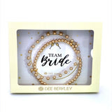 Set Of 2: Gold Filled Bead Bracelet With Moonstone And Gold Filled Beads In "Team Bride" Cream Gift Box
