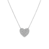 18K White Gold Natural Diamonds Heart Necklace