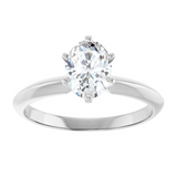14K White Gold 7x5mm Oval Center Solitaire Engagement Ring