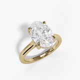 14K Yellow Gold Hidden Halo Oval Natural Diamonds Engagement Ring
