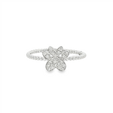 14K White Gold Paw Print Natural Diamonds Ring