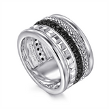 Sterling Silver Multi-Row Black Spinel Bujukan Band