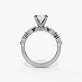 14K White Gold Modern Round Natural Diamonds Engagement Ring