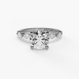 14K White Gold Modern Round Natural Diamonds Engagement Ring