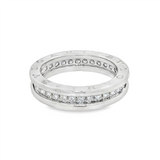 JT ESTATE 18K White Gold Wide Band Natural Diamonds Ring