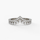14K White Gold Curved Natural Diamonds Band