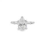 14K White Gold 'Adeena' Hidden Halo Pear Natural Diamonds Engagement Ring