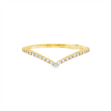 14K Yellow Gold Curved Natural Diamonds Band