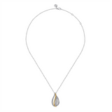 Sterling Silver And 14K Yellow Gold Bujukan Teardrop Pendant Necklace