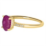 July Birthstone Rings: 14K Yellow Gold Diamond And Ruby Ring