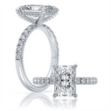 Platinum 3.07Ct Radiant Lab Grown Diamonds Hidden Halo Engagement Ring