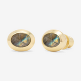 18K Yellow Gold Overlay 'She's A Boss' Labradorite Studs