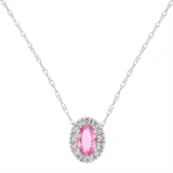 14K White Gold Pink Sapphire Halo Pendant