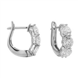 18K White Gold 25mm Round Huggie Natural Diamonds Hoop Earrings