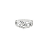 JT ESTATE 14K White Gold Floral And Heart Ring