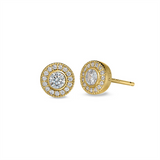 Gold Vermeil April Birthstone Simulated Cubic Zirconia Halo Earrings