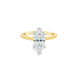 14K Yellow And White Gold Hidden Halo Marquise Diamond Engagement Ring