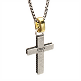 Sterling Silver Black Spinel Side Gem Cross Pendant