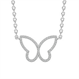 10K White Gold Natural Diamonds Butterfly Necklace