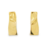 JT ESTATE 14K Yellow Gold Wavy Bar Drop Earrings