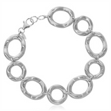 Sterling Silver Small Oval And Round Wavy Bracelet