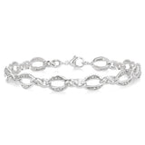 Sterling Silver Natural Diamonds Fancy Link Bracelet