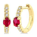 10K Yellow Gold Round Huggie Natural Diamonds Hoop Earrings
