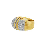 JT ESTATE 18K Yellow And White Gold Wide Domed Natural Diamond Band