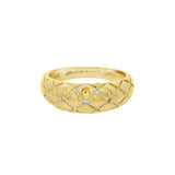 JT ESTATE 14K Yellow Gold Quilted Design Natural Diamond Ring