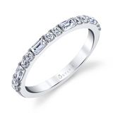 14K White Gold Baguette Natural Diamonds Band