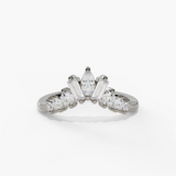14K White Gold Curved Natural Diamonds Band