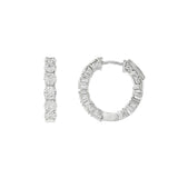 18K White Gold 20Mm Round Huggie Natural Diamonds Hoop Earrings