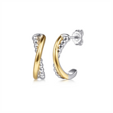 Sterling Silver And 14K Yellow Gold 20Mm Twisted Bujukan J-Hoops